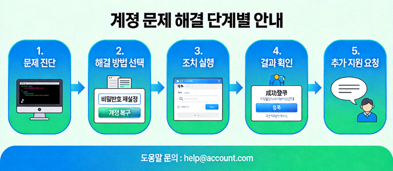 계정 문제 해결을 위한 단계별 안내 흐름도